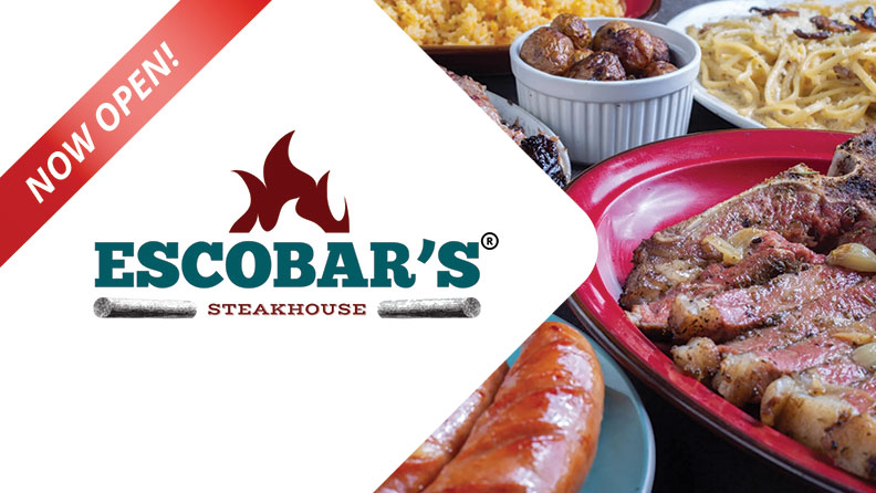 Escobar's Steakhouse logo with their steaks cooked